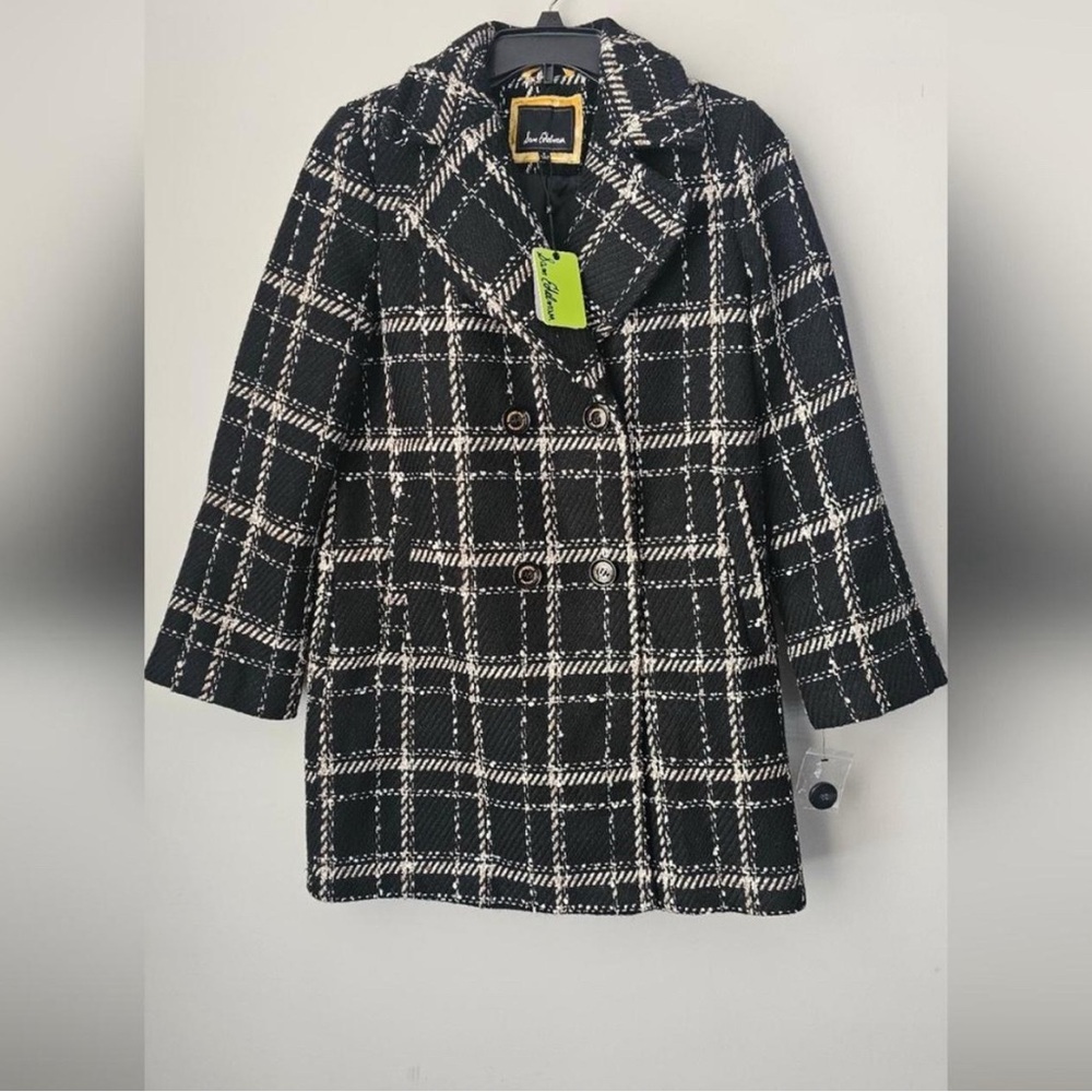 NWT Sam Edelman Plaid Double Breasted Coat in Black/White Small